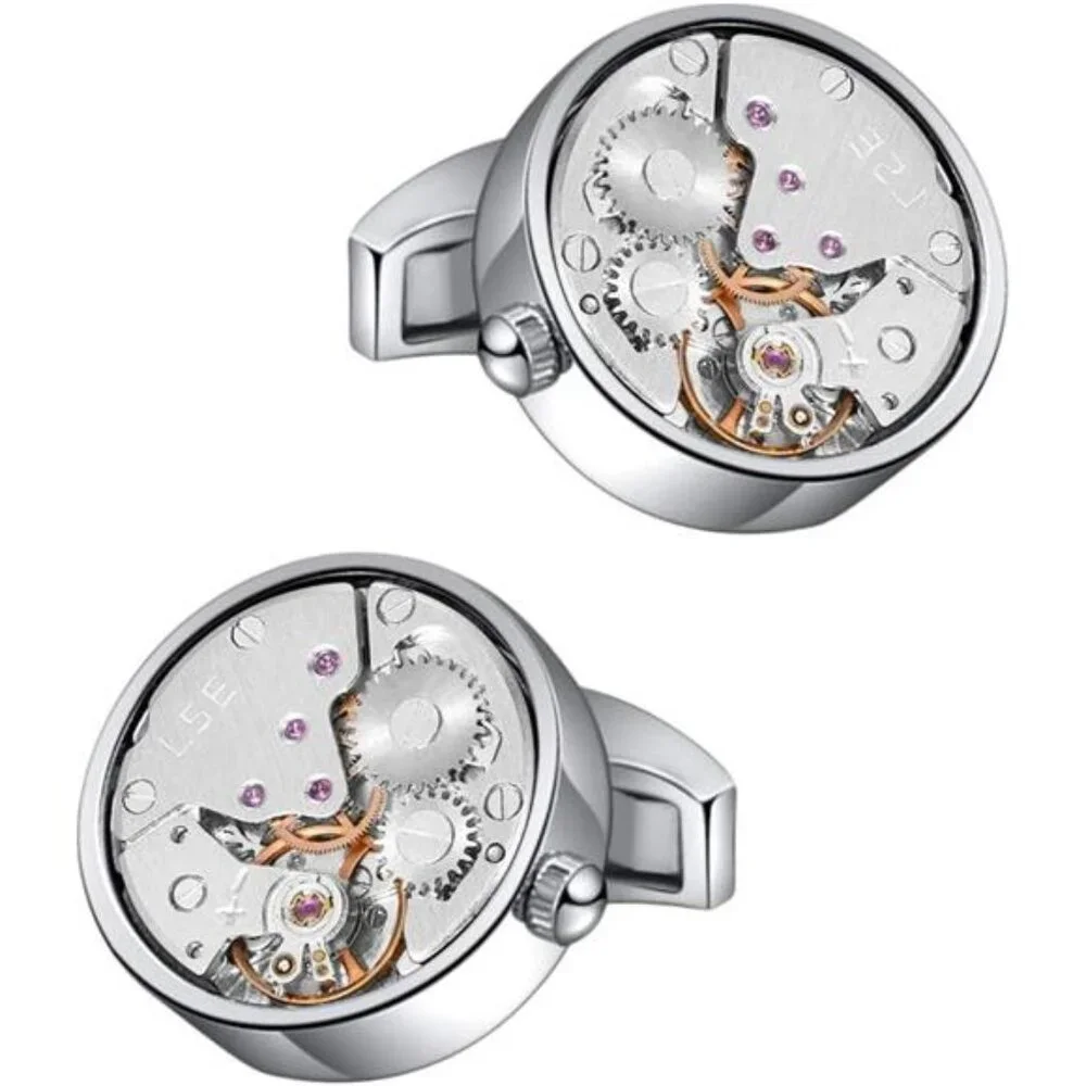 Men's Cufflinks Watch Movement Design Brass Cuff Links